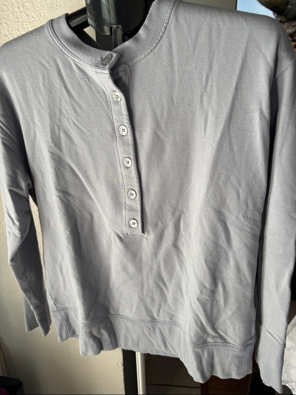 Athleta Blue Henley Sweatshirt - Picture 3 of 5